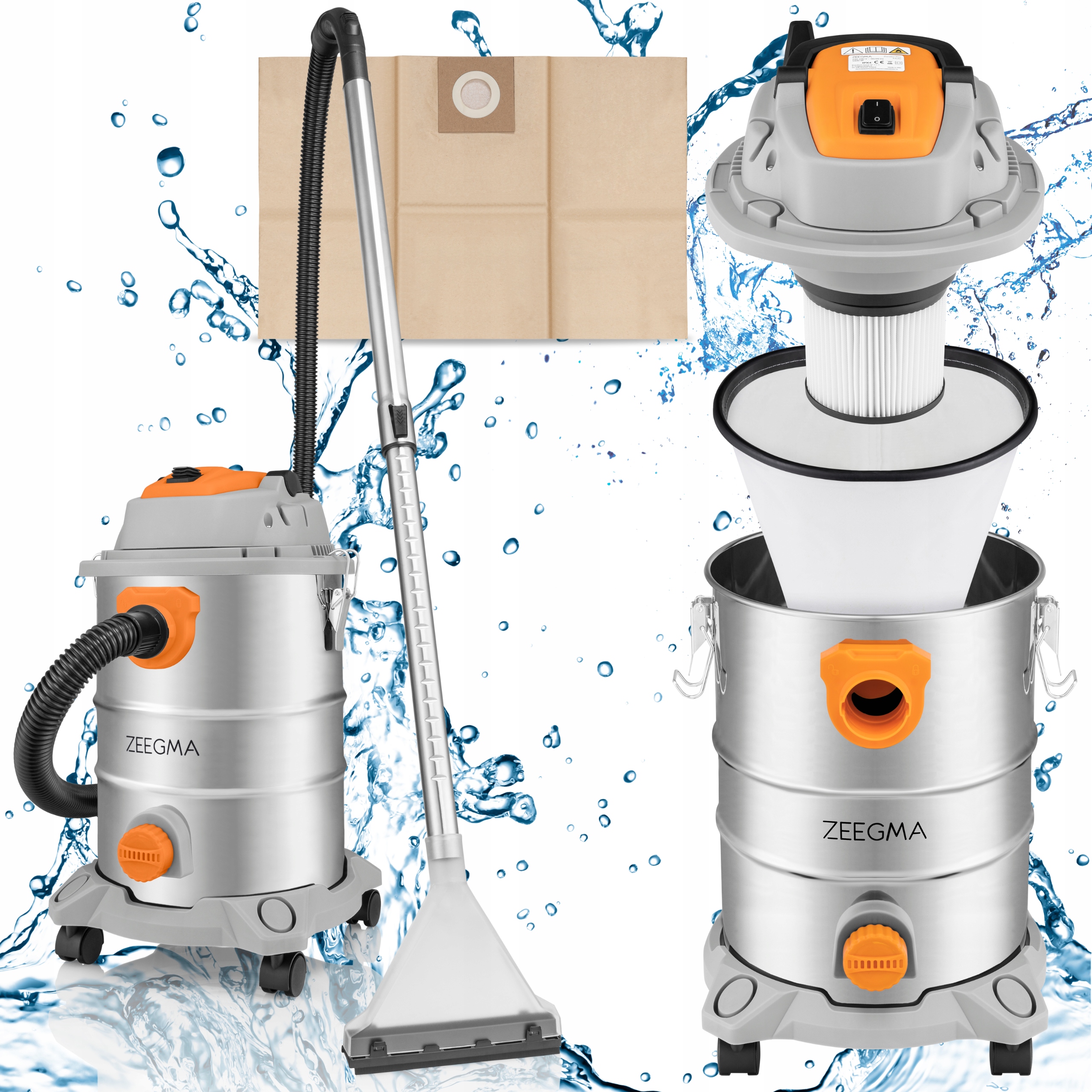 Zeegma ZE-ZONDER PRO MULTI SILVER 3600 W umývací vysávač strieborná/šedá
